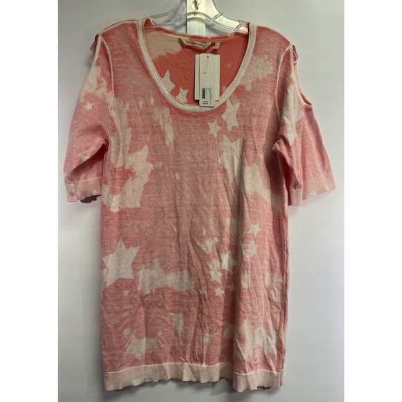 NWT Soft Surroundings Women's All Star Print Red Cold Shoulder Size M Top A50 - Picture 1 of 7